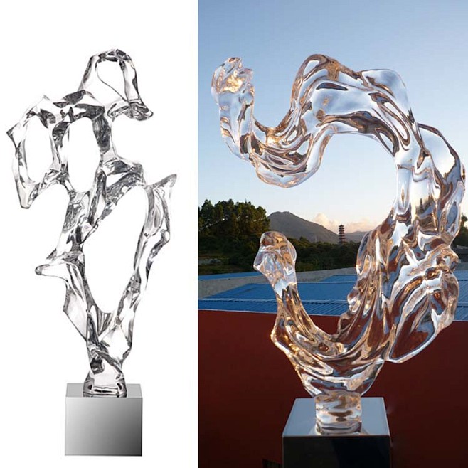 水晶透明雕塑艺术品 光影之间的空间美学